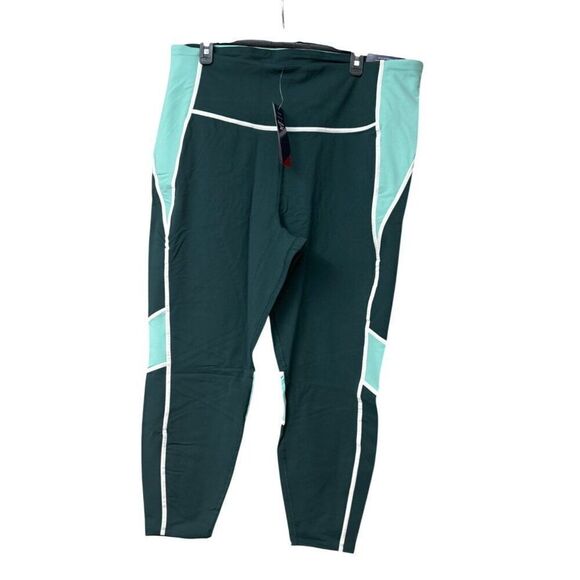 Reebok Women’s Plus Size Lux High-Waist Colorblock Leggings Forest Green 3X/ S - Picture 3 of 13